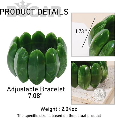 Bocar Chunky Resin Stretch Bracelets Wide Stretchable Bangle Irregular Geometric Wristband for Women Prom Holiday Jewelry Gift (SL-1009) in Saudi Arabia