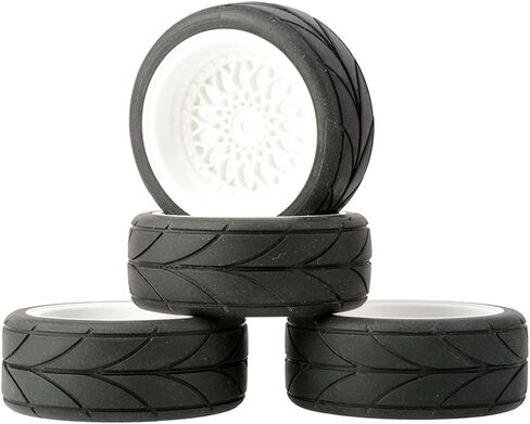 64mm Rubber Tires & Plastic Wheels 12mm Hex Rims Replacement Part for Redcat HPI Tamiya HSP 1/10 RC On-Road Touring Car Racing Car (Black, Offset 9mm) in Saudi Arabia