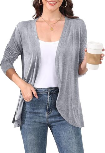 Women's Lightweight Long Sleeve Cardigan Casual Open Front Cardigans for Women Trendy in Saudi Arabia