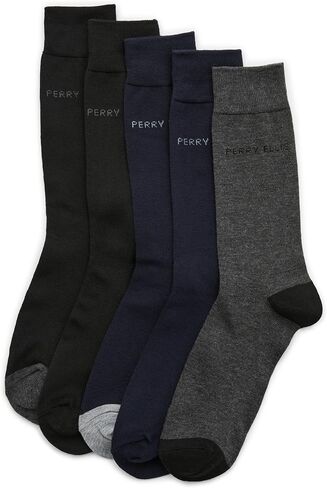 جوارب Perry Ellis للرجال مع شعار، ملمس ناعم، نسيج مطاطي مريح، ملاءمة مثالية، 5 قطع in Saudi Arabia