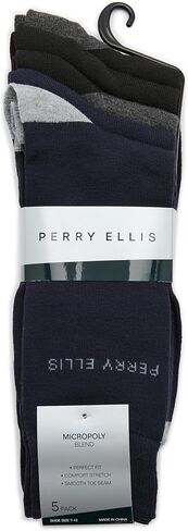 جوارب Perry Ellis للرجال مع شعار، ملمس ناعم، نسيج مطاطي مريح، ملاءمة مثالية، 5 قطع in Saudi Arabia