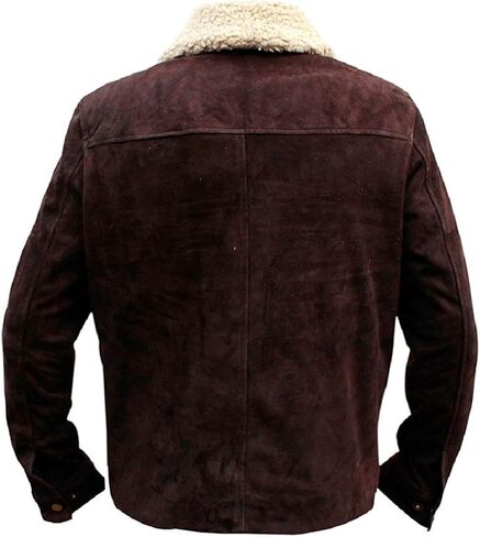 Stylish Brown Real Suede Leather with Fur Collar Biker Jacket for Men in Saudi Arabia