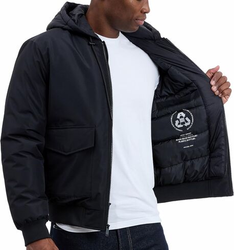 Michael Kors mens Puffer Bomber Jacket for Men With Insulating Vest-style Bib, Extra Warm Bomber for Cold Weather in Saudi Arabia