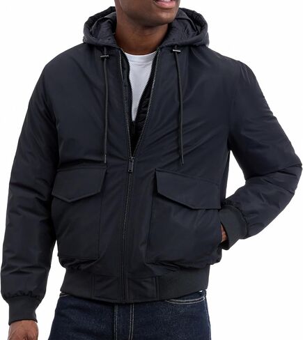 Michael Kors mens Puffer Bomber Jacket for Men With Insulating Vest-style Bib, Extra Warm Bomber for Cold Weather in Saudi Arabia