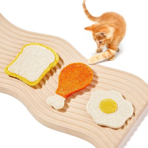 Potaroma Loofah Cat Chew Toys with Catnip and Silvervine, 3PCS Interactive Kitten Loofa Dental Teething and Biting Catnip Toys for Cat Dental Cleaning, 3.0 Inches in Saudi Arabia