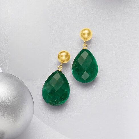 Ross-Simons 18.00 ct. t.w. Emerald Teardrop Earrings in 14kt Yellow Gold in Saudi Arabia