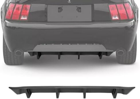 الناشر الخلفي HECASA متوافق مع 1999-2004 Ford Mustang MDA Style 4 Shark Fins المصد الخلفي الستارة المفسد سد الهواء السفلي الشفة الناشر الذقن الفاصل غير مكتمل من البلاستيك الأسود in Kuwait