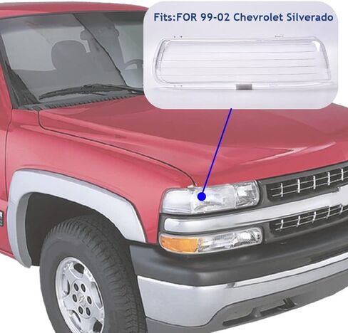 PIT66 Headlight Lens Cover Compatible with Chevy Silverado 1500 2500 1999-2002/Fit Chevy Silverado 1500 HD 2500 HD 3500 2001-2002/Fit Chevy Suburban 1500 2500 Tahoe 2000-2006 in Saudi Arabia
