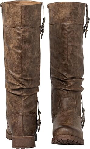 SheSole Women's Knee High Boots with Hidden Stretch Panel & Side Zipper – Chunky Low Heel, Round Toe – Comfortable Western Style Boots for Teachers, Office, Daily Commute in Saudi Arabia