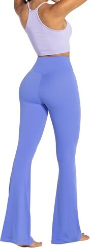 Sunzel Flare Leggings, Crossover Yoga Pants with Tummy Control, High Waisted and Wide Leg, No Front Seam Periwinkle Medium 32" Inseam in Saudi Arabia