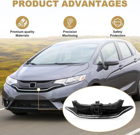 شبكة المصد الأمامي من PartsFlow شبكة سوداء لامعة متوافقة مع 2015 2016 2017 Honda Fit Hatchback in Saudi Arabia