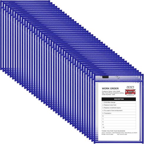 Nezyo 50 Pieces Dry Erase Pockets Plastic Job Ticket Holders Shop Holder Order Pockets Clear Sleeves Tickets Folders Plastic Sleeves for Paper Teacher Supplies for Classroom(Black,14 x 10 Inches) in Kuwait