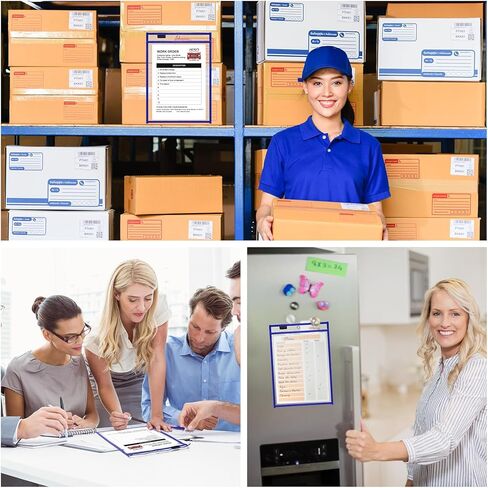 Nezyo 50 Pieces Dry Erase Pockets Plastic Job Ticket Holders Shop Holder Order Pockets Clear Sleeves Tickets Folders Plastic Sleeves for Paper Teacher Supplies for Classroom(Black,14 x 10 Inches) in Kuwait