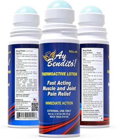Ay Bendito! Thermoactive Lotion for Faster Pain Relief on Joints and Muscle Function - 3.18 oz Roll-on in Saudi Arabia