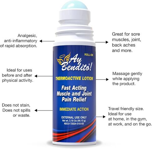 Ay Bendito! Thermoactive Lotion for Faster Pain Relief on Joints and Muscle Function - 3.18 oz Roll-on in Saudi Arabia