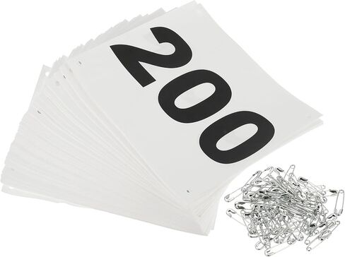 PATIKIL Tearproof Running Bib Numbers 7x6 Inch, 1-100 Waterproof Race Competitor Numbers with Safety Pin for Marathon Sports Game Competition Runner, White in Kuwait