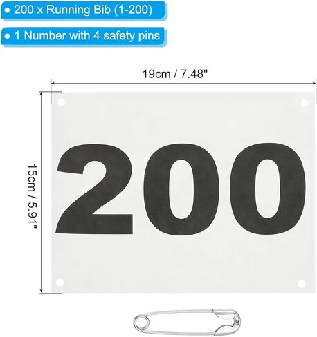PATIKIL Tearproof Running Bib Numbers 7x6 Inch, 1-100 Waterproof Race Competitor Numbers with Safety Pin for Marathon Sports Game Competition Runner, White in Kuwait