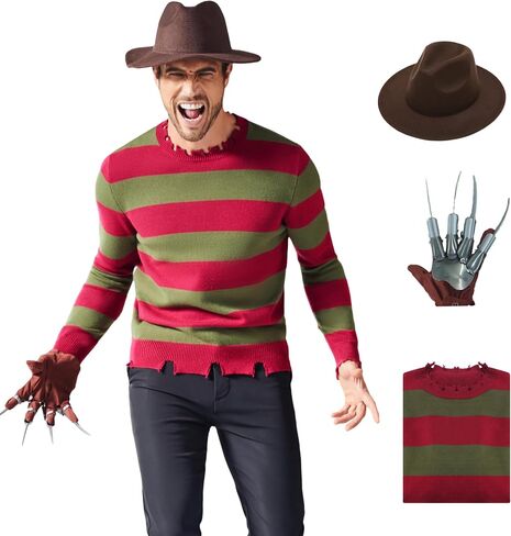 Men's Krueger Sweater Striped Jumper Miss Krueger Costume Halloween Cosplay Knitted Sweater Dress Adult Fancy Dress in Saudi Arabia