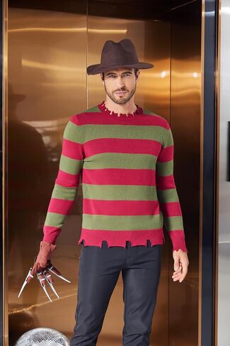 Men's Krueger Sweater Striped Jumper Miss Krueger Costume Halloween Cosplay Knitted Sweater Dress Adult Fancy Dress in Saudi Arabia