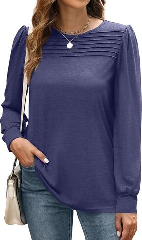 XIEERDUO Long Sleeve Shirts for Women 2024 Fall Outfits Trendy Pleated Loose Fit Casual Tunics to wear with Leggings in Saudi Arabia