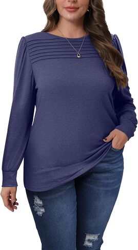 XIEERDUO Long Sleeve Shirts for Women 2024 Fall Outfits Trendy Pleated Loose Fit Casual Tunics to wear with Leggings in Saudi Arabia