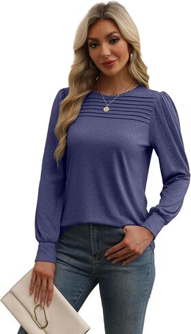 XIEERDUO Long Sleeve Shirts for Women 2024 Fall Outfits Trendy Pleated Loose Fit Casual Tunics to wear with Leggings in Saudi Arabia
