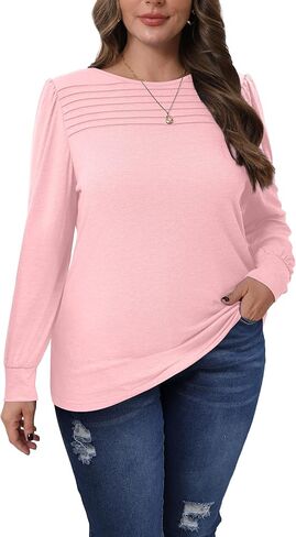 XIEERDUO Long Sleeve Shirts for Women 2024 Fall Outfits Trendy Pleated Loose Fit Casual Tunics to wear with Leggings in Kuwait