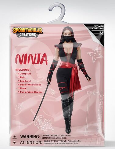 Spooktacular Creations 6 Pcs Halloween Ninja Costume for Women with Ninja Mask for Adult Halloween Costume Party in Saudi Arabia