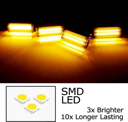 iJDMTOY 4pc Black-Out Smoked Lens Amber Yellow Full LED Front Grille Clearance Light Kit Compatible with Toyota 2022-up Tundra (Excluding TRD Pro) in Saudi Arabia