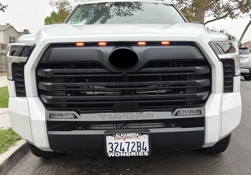 iJDMTOY 4pc Black-Out Smoked Lens Amber Yellow Full LED Front Grille Clearance Light Kit Compatible with Toyota 2022-up Tundra (Excluding TRD Pro) in Saudi Arabia