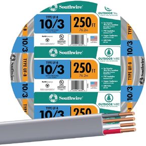 Woods 13059123 Romex SIMpull 10/3Uf-W/Gx100 Type Uf-B Building Wire, 10/3, Ft, PVC, 100 Feet, Gray in Kuwait