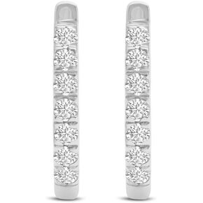 TimeLess Classics 0.25 Carat TW Double Sided Round Natural Diamond Ladies Huggies Hoop Earrings in 10K Gold in Kuwait