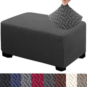 HFCNMY Ottoman Cover Rectangle,Stretch Knitted Jacquard Rectangle Ottoman Cover Thick Slipcover for Ottomans Soft Foot Stool Cover with Elastic Bottom Beige Medium in Kuwait