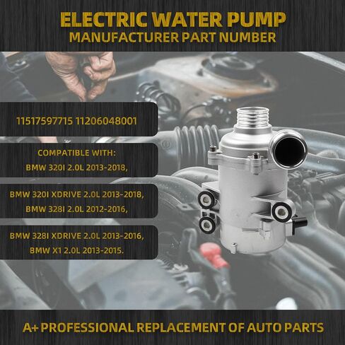 مضخة مياه كهربائية Dasbecan 11517597715 متوافقة مع BMW 320i 2.0L 2013-2018 320i xDrive 2.0L 2013-2018 328i 2.0L 2012-2016 328i xDrive 2.0L 2013-2016 X1 2.0L 2013-2015 أو #11206048001 in Saudi Arabia