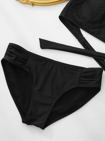 Women Low Rise Bikini Bottoms Full Coverage Ruched Swimsuits Swimwear Bathing Suit Bottom in Saudi Arabia