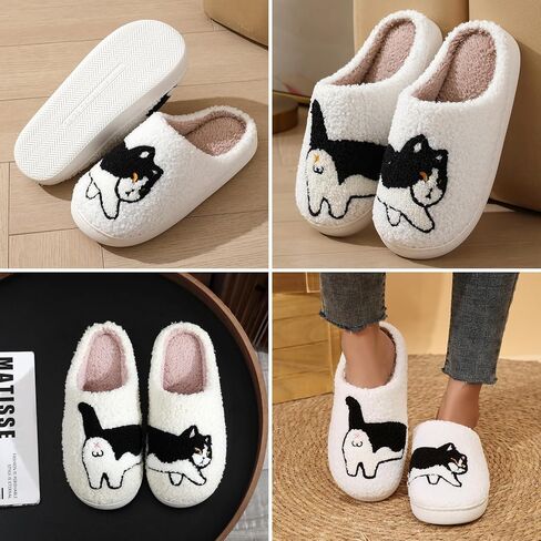 Cat Slippers for Women and Men Fuzzy Closed Toe Non Slip Warm Indoor Wear in Saudi Arabia