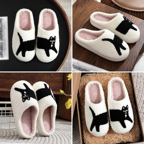 Cat Slippers for Women and Men Fuzzy Closed Toe Non Slip Warm Indoor Wear in Saudi Arabia