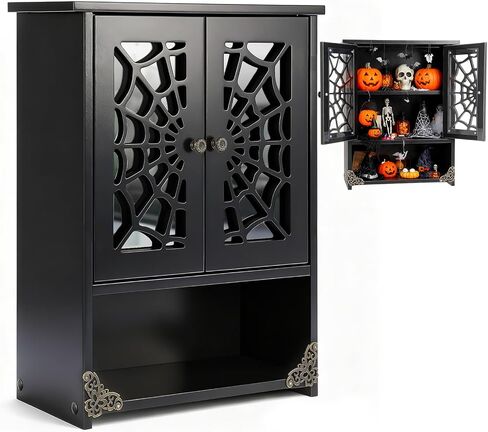 Halloween Spider Web Floating Gothic Shelf Gothic Vintage Rustic Wall Decor Floating Shelves Furniture for Bedroom Bathroom Decor Dark Academia Gift for Poetry Goth Fans in Saudi Arabia