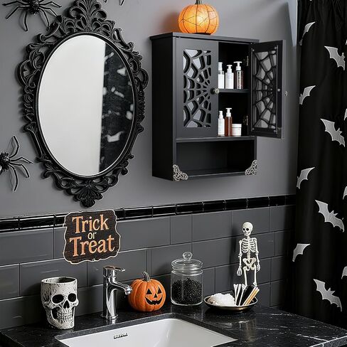 Halloween Spider Web Floating Gothic Shelf Gothic Vintage Rustic Wall Decor Floating Shelves Furniture for Bedroom Bathroom Decor Dark Academia Gift for Poetry Goth Fans in Saudi Arabia
