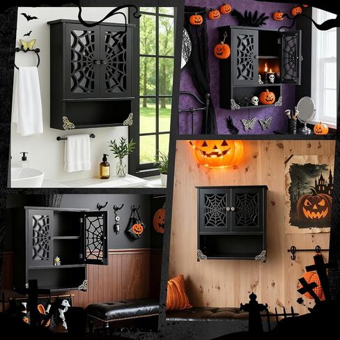 Halloween Spider Web Floating Gothic Shelf Gothic Vintage Rustic Wall Decor Floating Shelves Furniture for Bedroom Bathroom Decor Dark Academia Gift for Poetry Goth Fans in Saudi Arabia