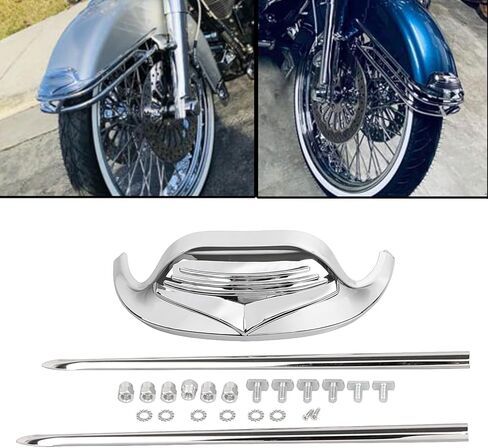 Motorcycle Front Fender Tip & Spear Trim For Harley Electra Glide FLHT Road King FLHR 1982-2013,Heritage Softail FLSTC 1986-2008,Chrome in Saudi Arabia