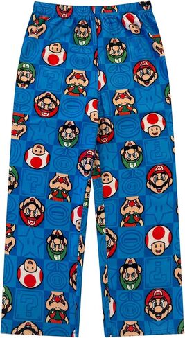 Super Mario Boy's Pajama Set - 2 Piece Boys Flannel Coat Style Matching PJs, Kids Button Down Long Family Christmas Pajamas in Kuwait