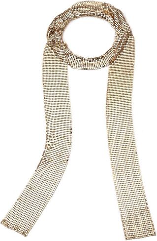 COLORFUL BLING Women Glitter Sparkle Punk Sequins Neck Tie Necklace Thin Skinny Tie Shiny Chain Choker Shawls Party Jewelry in Saudi Arabia
