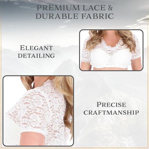 Dirndl Blouse Women with V-Neck - Leni - Soft Fabric - for Oktoberfest - Short Sleeved in Saudi Arabia