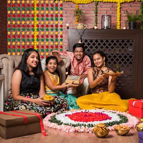 12 Pcs Diwali Decorations Hindu Temple Mandir for Home Marigold Garland 4 ft Long Artificial Marigold Flowers with Gold Bells Decor for Home, Pooja, Diwali, Wedding, Christmas(Colorful) in Saudi Arabia