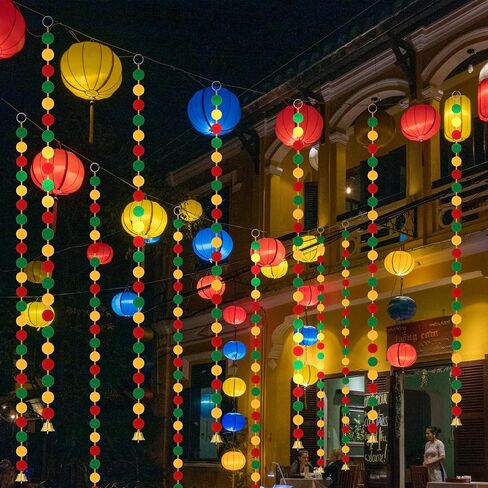 12 Pcs Diwali Decorations Hindu Temple Mandir for Home Marigold Garland 4 ft Long Artificial Marigold Flowers with Gold Bells Decor for Home, Pooja, Diwali, Wedding, Christmas(Colorful) in Saudi Arabia