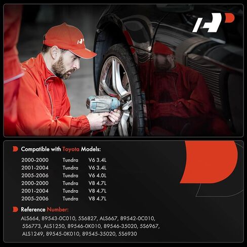 مستشعر سرعة العجلات A-Premium ABS متوافق مع موديلات Toyota - Tundra 2000-2006 - السائق الأمامي والخلفي وجانب الراكب، استبدال # 89543-0C010، 89542-0C010، مجموعة 4 قطع in Saudi Arabia