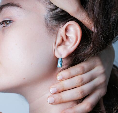 Sterling Silver Ancient Roman Glass Drop Earrings for Women with French Hook Backs in Saudi Arabia