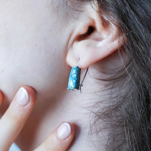 Sterling Silver Ancient Roman Glass Drop Earrings for Women with French Hook Backs in Saudi Arabia