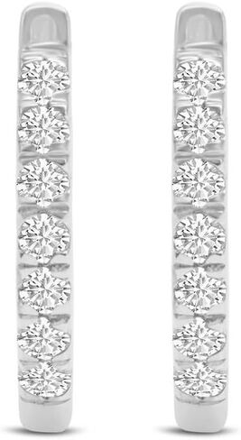TimeLess Classics 0.25 Carat TW Double Sided Round Natural Diamond Ladies Huggies Hoop Earrings in 10K Gold in Saudi Arabia